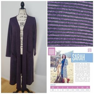 LuLaRoe Purple/Black Striped Sarah Sweater